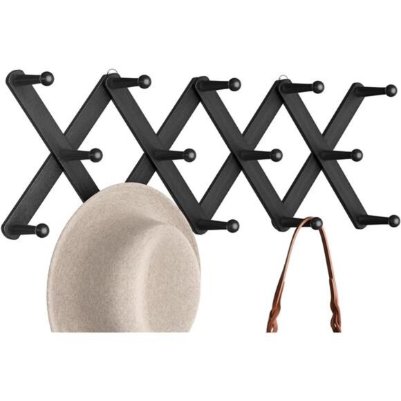 Hat Rack with 14 Coat Hooks Expandable Hat Hangers Organizer
